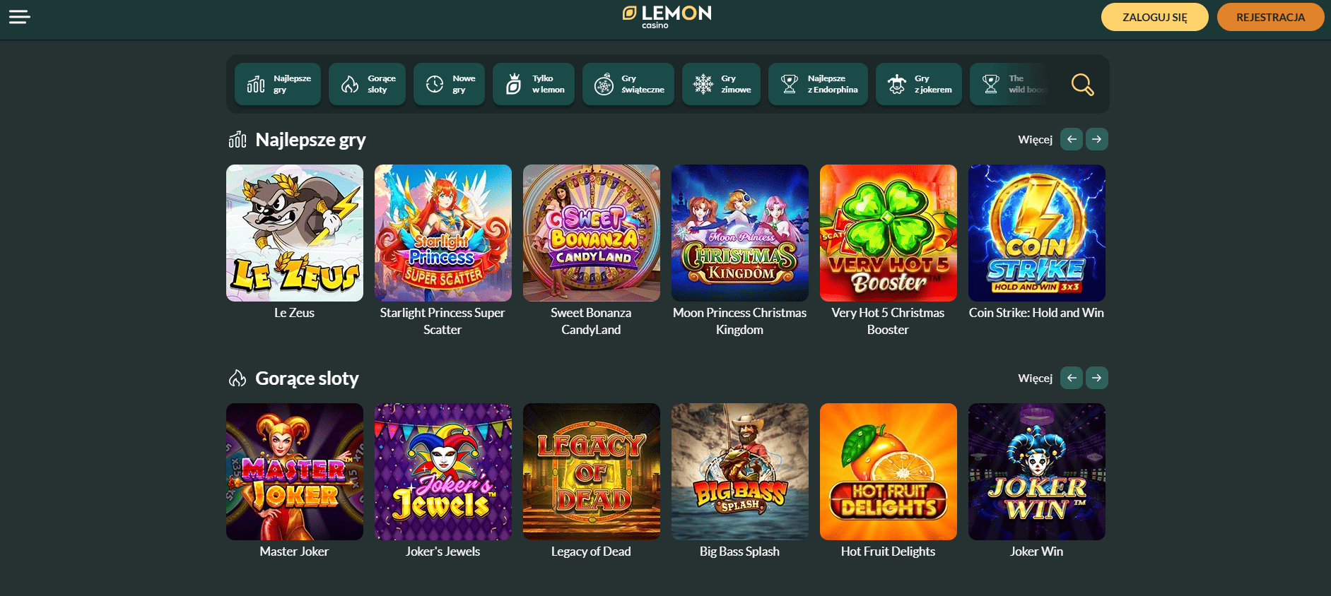 Gry kasynowe w Lemon Casino – kasyno online Polska